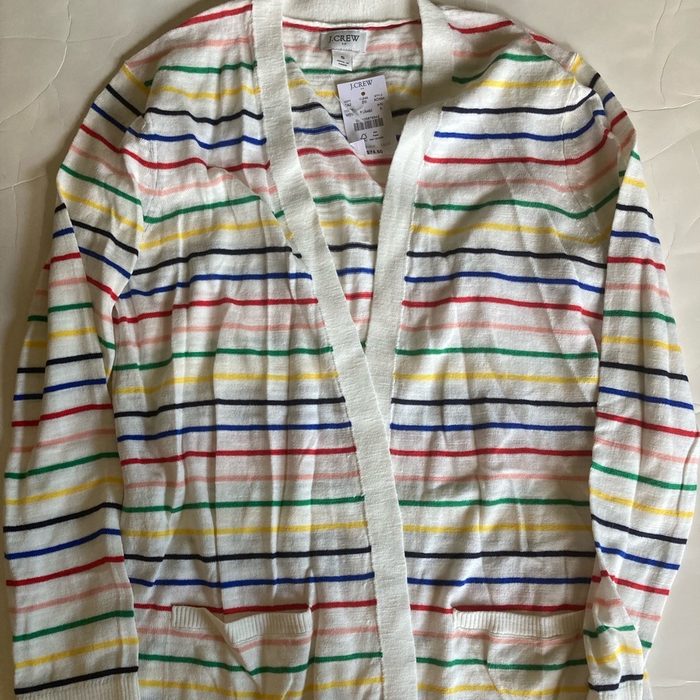 J. Crew primary color stripe cardigan small NWT